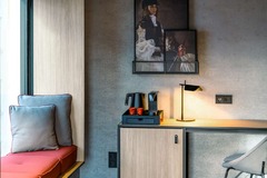 Guest room desk with amenities