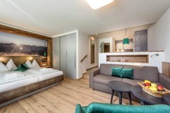 Sichtsicht Wohn-Schlafraum mit Küche Thermenappartment A1 "Einfach genail"