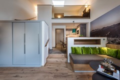 Sichtsicht Wohn-Schlafraum mit Küche Thermenappartment A3 "Über drüber"